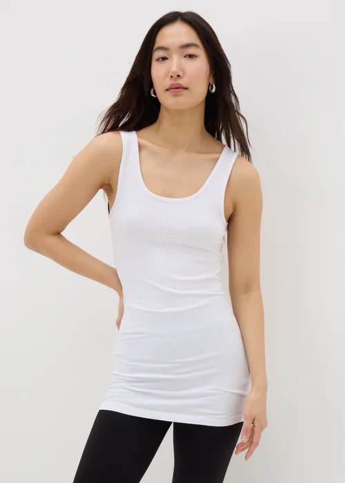 White Essential Longline Vest Top - 8 Image 1