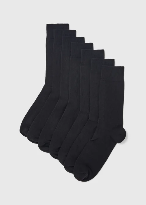7 Pack Black Cotton Rich Socks - 12-14 Image 1