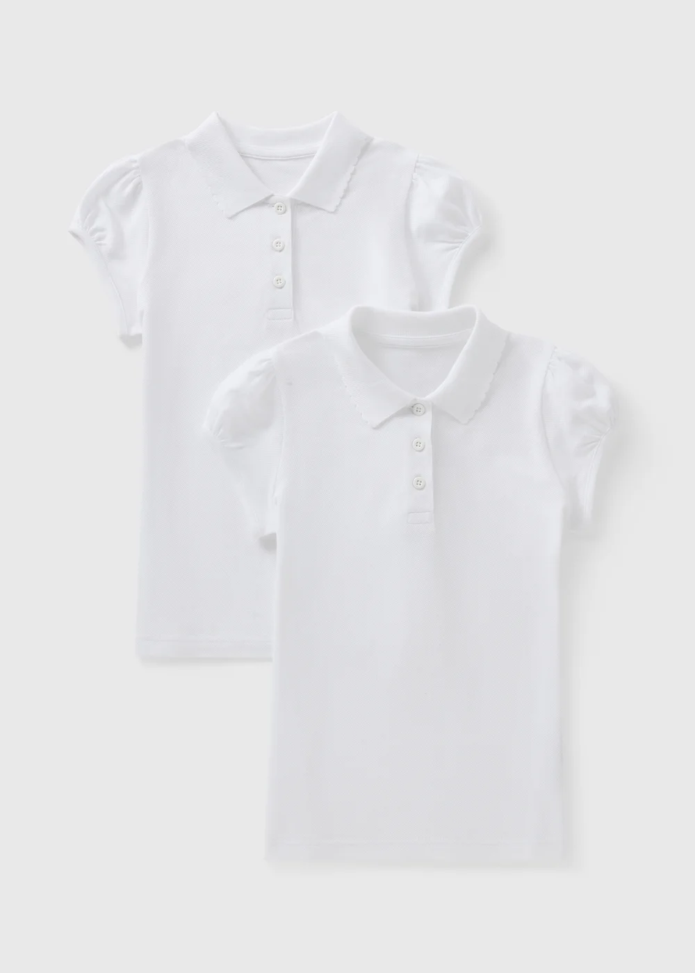 Girls 2 Pack White Scallop Collar School Polo Shirts (3-13yrs) - Age 3 Years Image 1