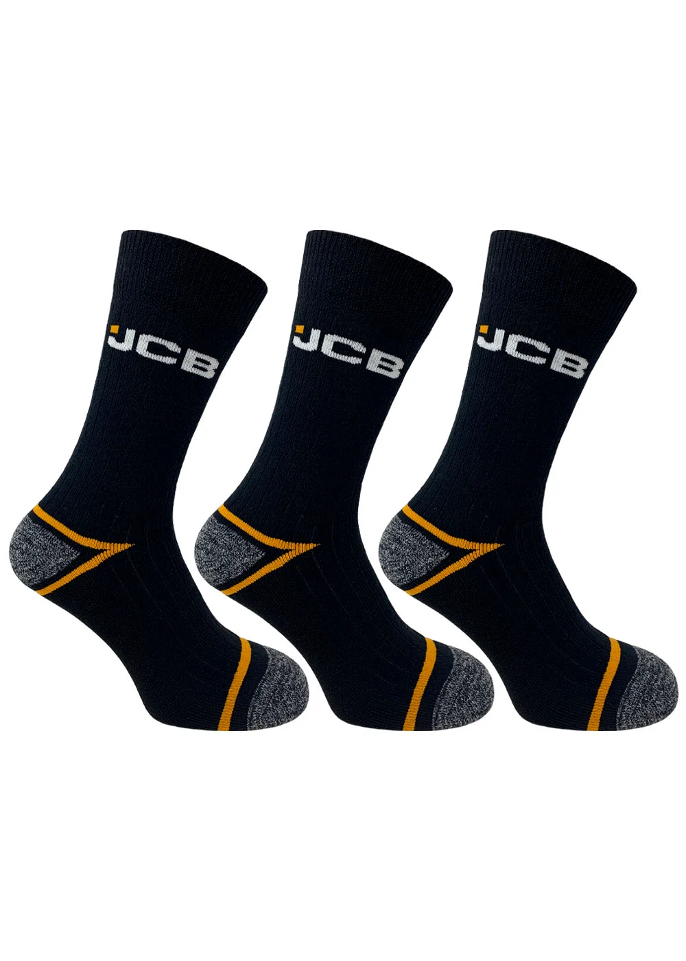 3 Pack JCB Black Work Socks - 6-11 Image 1