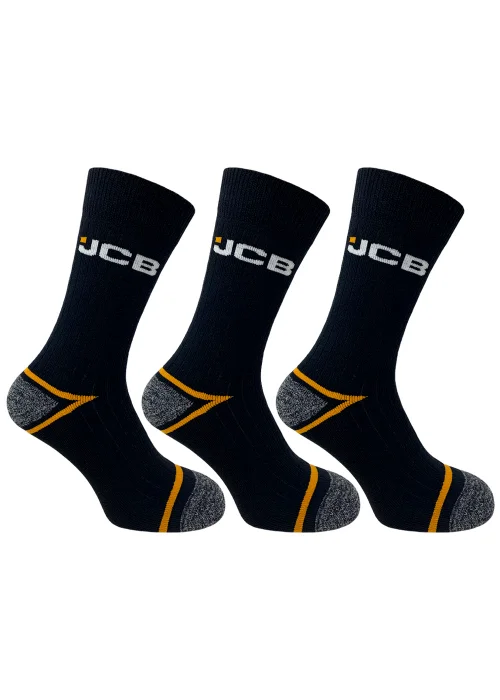 3 Pack JCB Black Work Socks - 6-11 Image 1