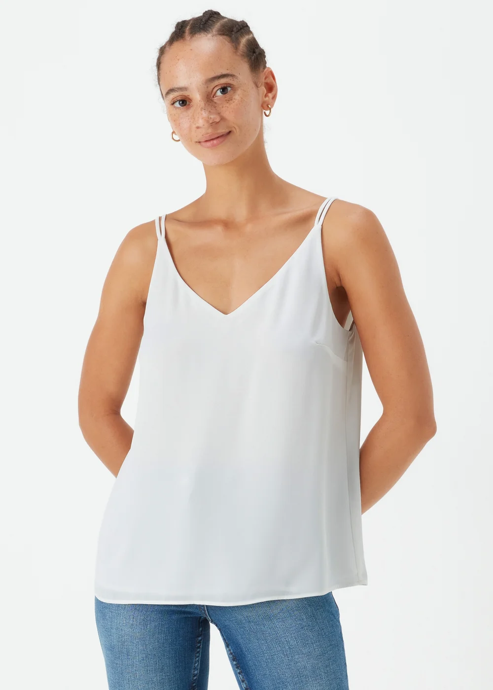 Cream Double Strap Cami Top - 8 Image 1