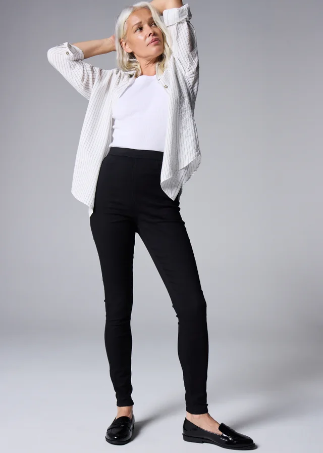 Black Pull On High Rise Jeggings