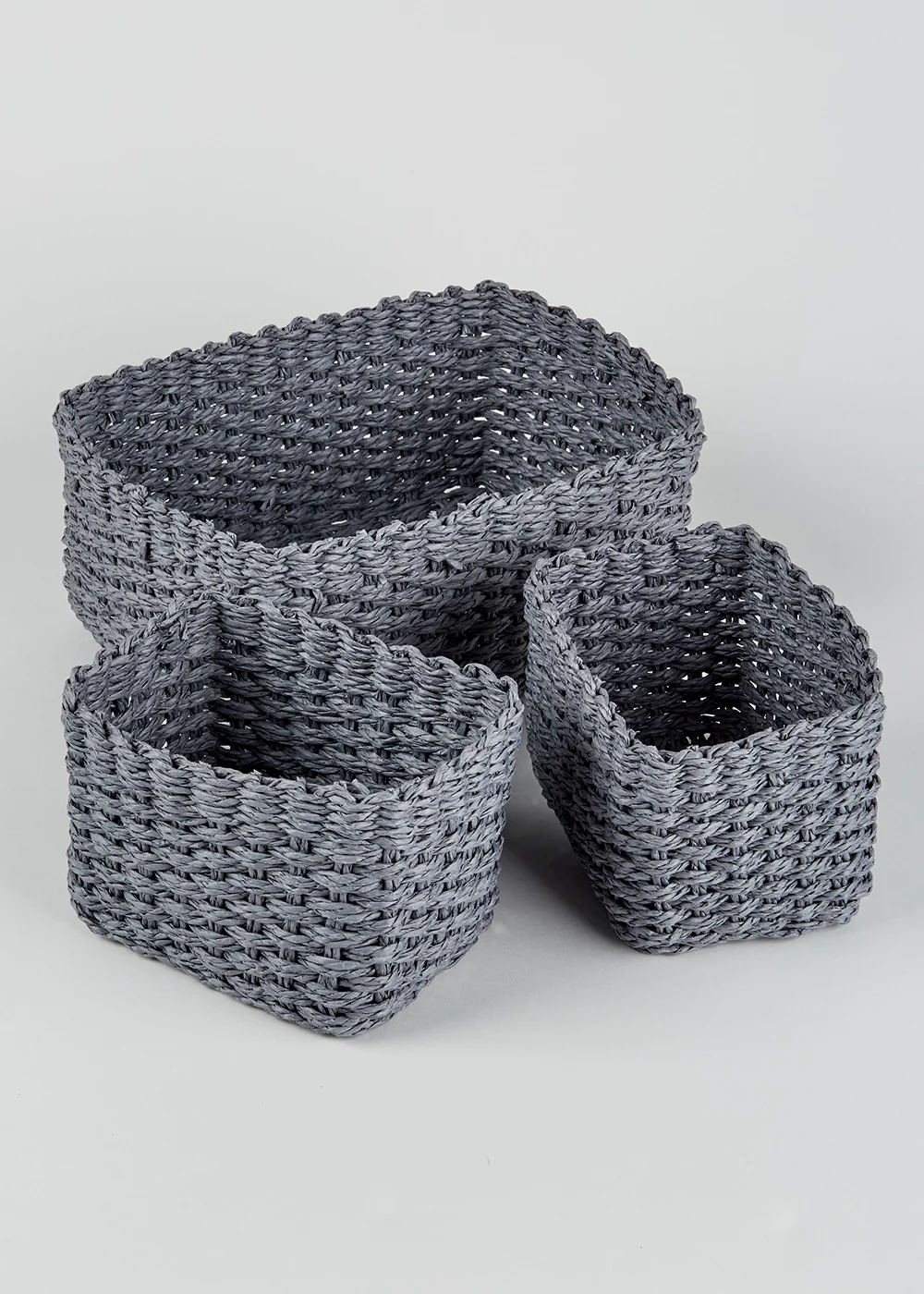 Set of 3 Grey Paper Rope Storage Baskets Image 2