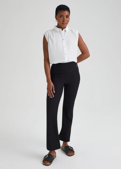 Et Vous Black Ribbed Trousers - Size 08 27 leg Image 1