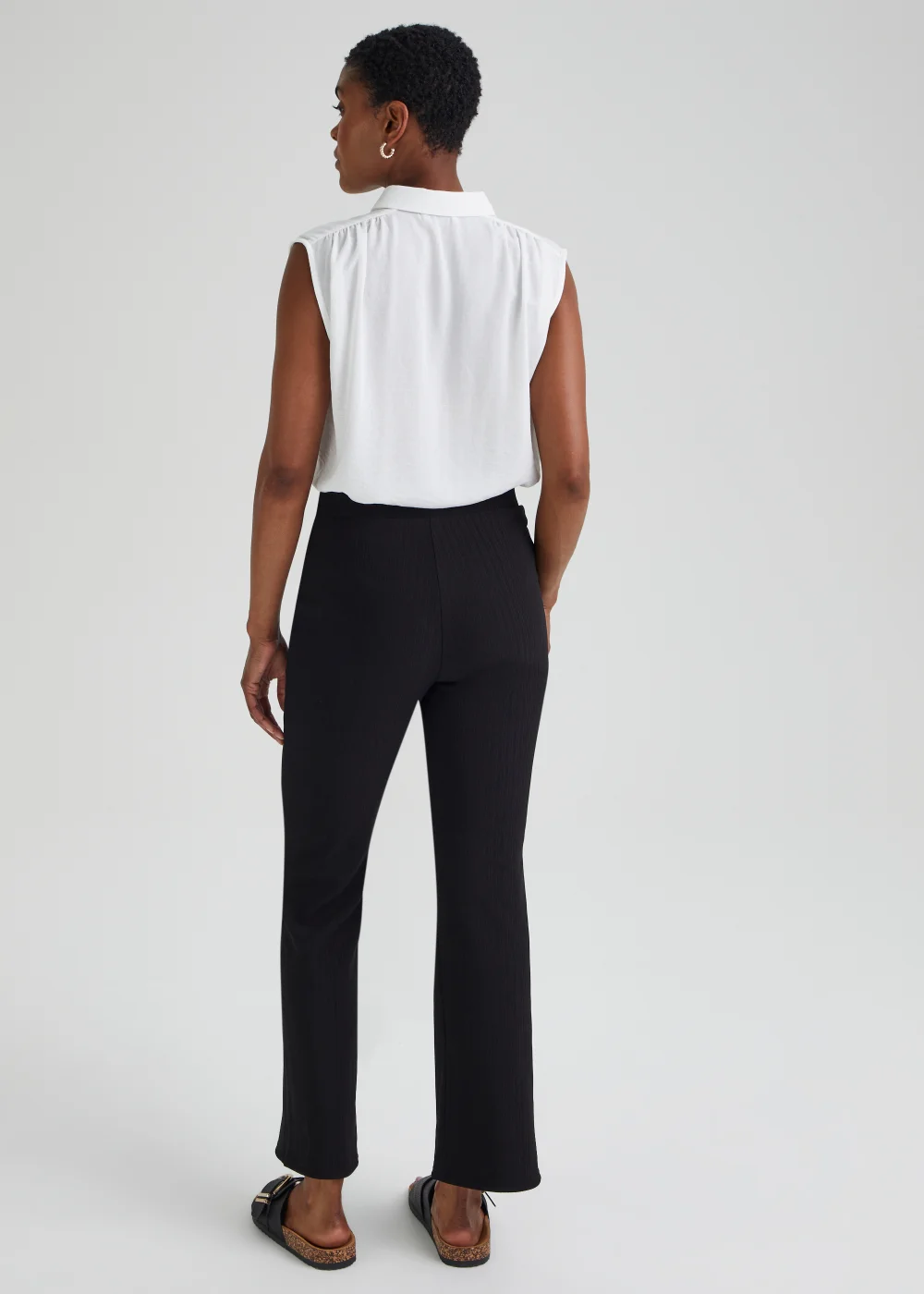 Et Vous Black Ribbed Trousers - Size 08 27 leg Image 2