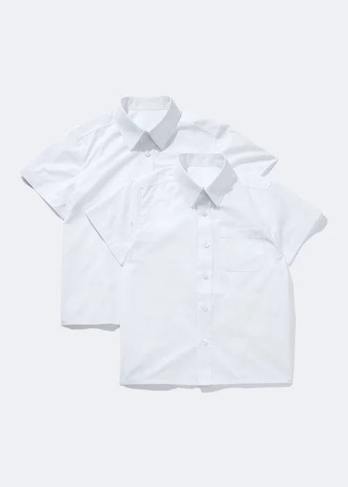 Boys 2 Pack White Short Sleeve School Shirts (4-16yrs) - 4 Yrs Image 1