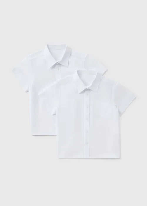 Boys 2 Pack White Plus Fit Short Sleeve School Shirts (6-16yrs) - 6 Yrs Image 1
