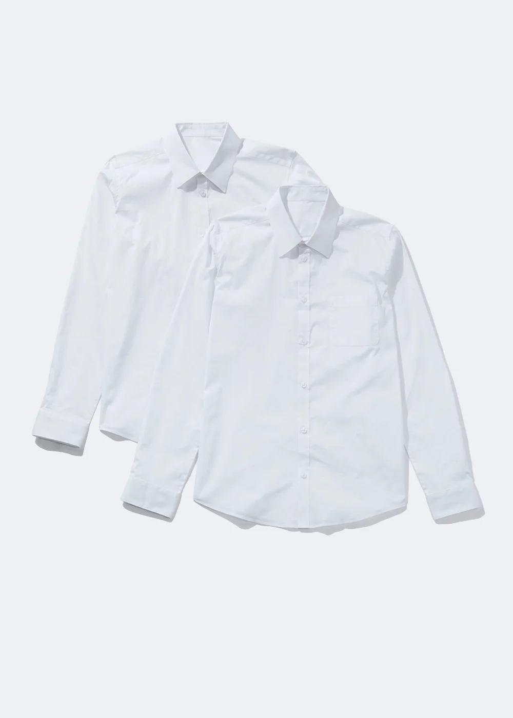 Boys 2 Pack White Skinny Stretch School Shirts (8-16yrs) - 8 Yrs Image 1