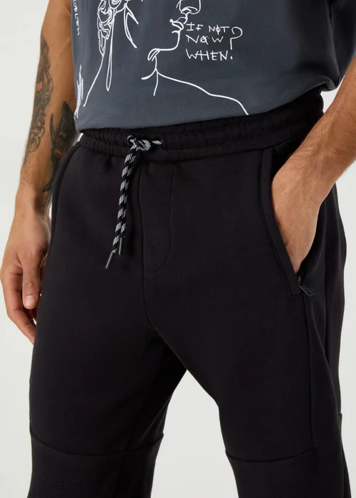 US Athletic Black Cuffed Military Joggers - Large Image 3