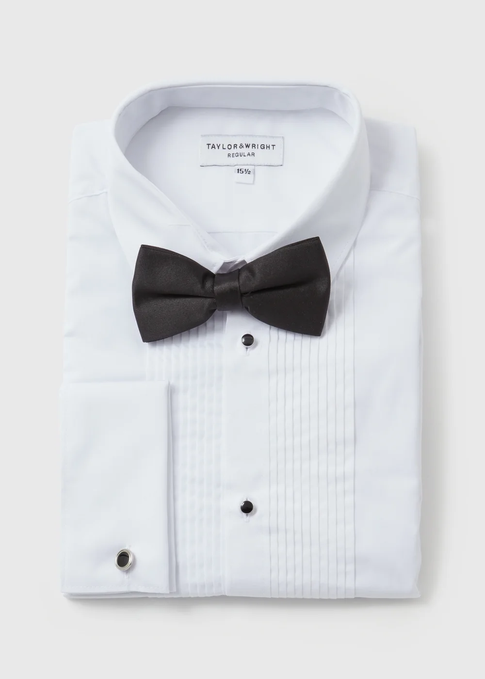 Taylor & Wright White Regular Fit Shirt & Bow Tie Set - 18 Collar Image 4