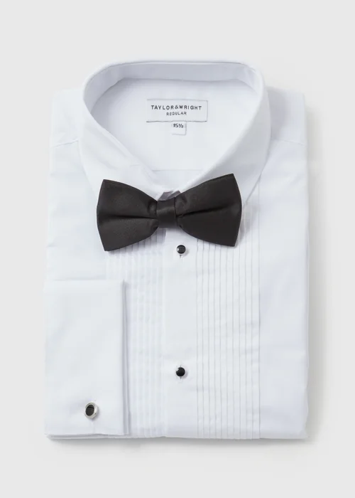 Taylor & Wright White Regular Fit Shirt & Bow Tie Set - 18 Collar Image 4