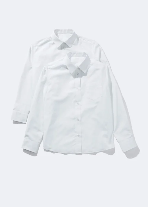 Girls 2 Pack White Long Sleeve School Blouses (4-16yrs) - Age 4 Years Image 1