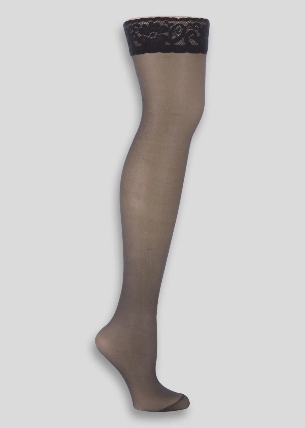 Black 10 Denier Gloss Lace Hold-Ups - S/M Image 1