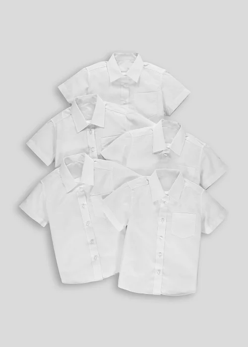 Girls 5 Pack White Short Sleeve School Blouses (4-16yrs) - 4 Yrs Image 1