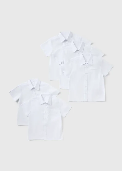 Boys 5 Pack White Short Sleeve School Shirts (4-16yrs) - 4 Yrs Image 1