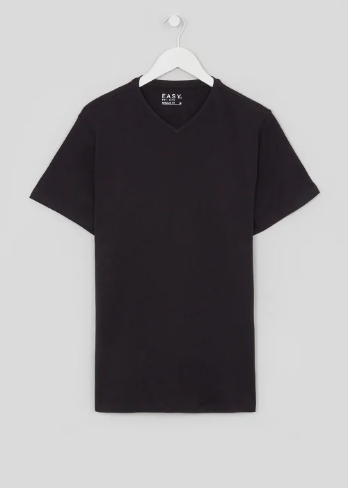 Black Essential V-Neck T-Shirt - S Image 2