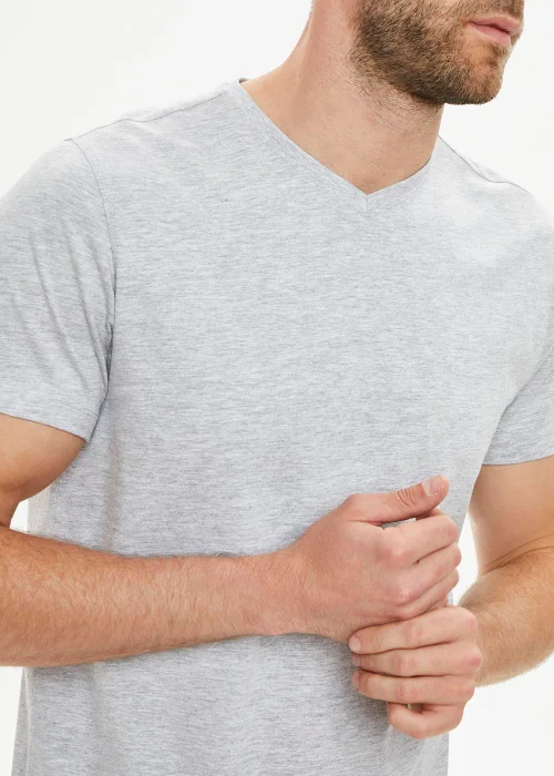 Grey Essential V-Neck T-Shirt - Small Image 2