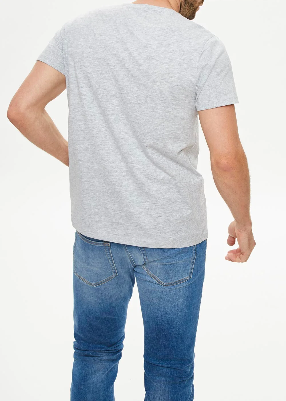 Grey Essential V-Neck T-Shirt - Small Image 3