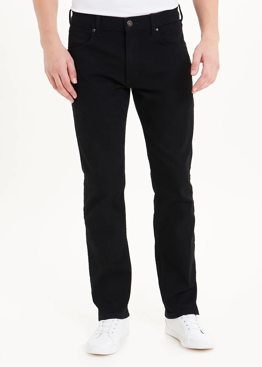 Wrangler Black Stretch Straight Fit Jeans - 30 R Image 1