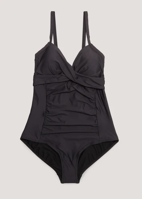 Black Tummy Control Wrap Front Swimsuit - 10 Image 4