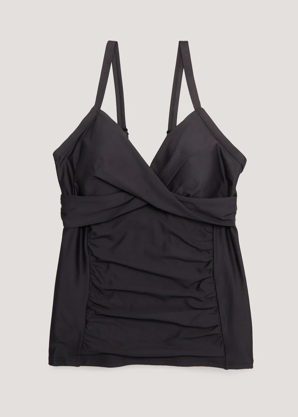 Black Tummy Control Wrap Front Tankini Top - 10 Image 4