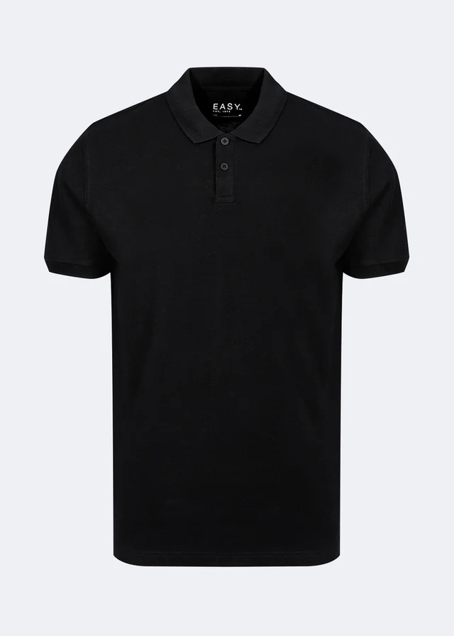 Black Pique Essential Polo Shirt
