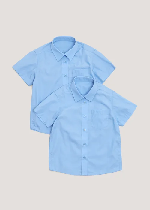 Girls 2 Pack Blue Short Sleeve School Blouses (4-16yrs) - 4 Yrs Image 1