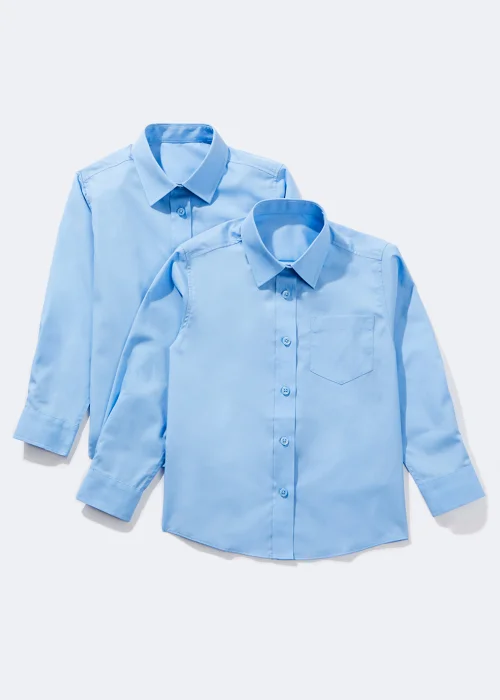 Girls 2 Pack Blue Long Sleeve School Blouses (4-16yrs) - 4 Yrs Image 1