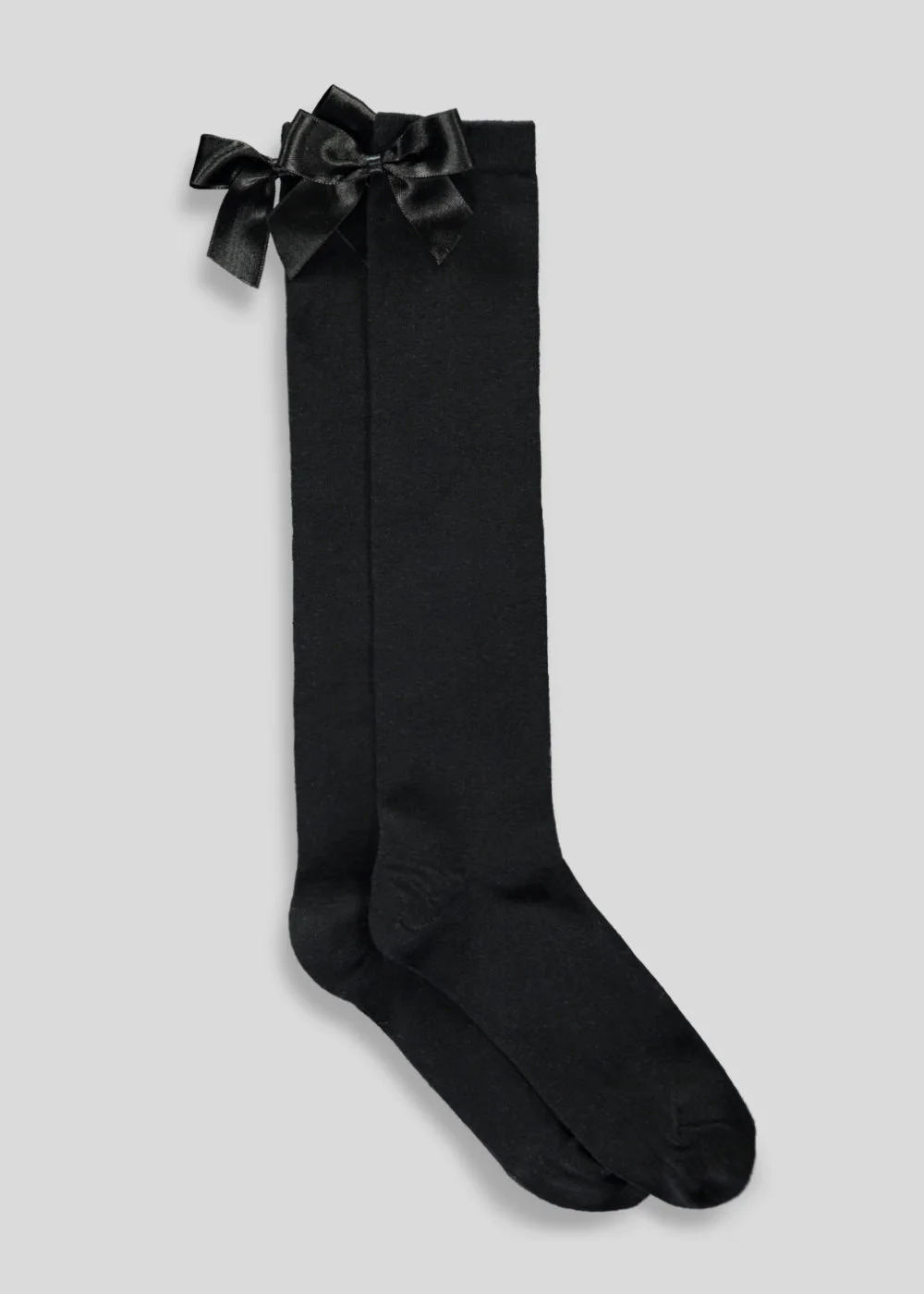 Girls 2 Pack Black Bow Knee Socks (Younger 6-Older 5.5) - 4-5.5 Image 1