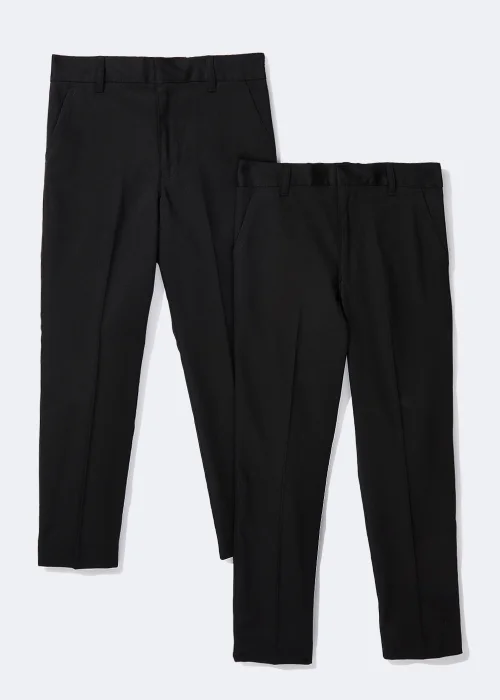 Boys 2 Pack Black Skinny Fit School Trousers (6-16yrs) - 6 Yrs Image 1