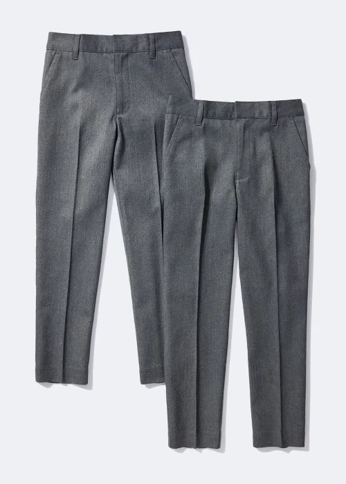 Boys 2 Pack Grey Skinny Fit School Trousers (6-13yrs) - 6 Yrs Image 1