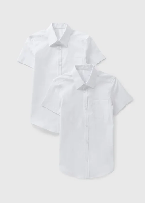 Boys 2 Pack White Short Sleeve Teen School Shirts (8-16yrs) - 8 Yrs Image 1