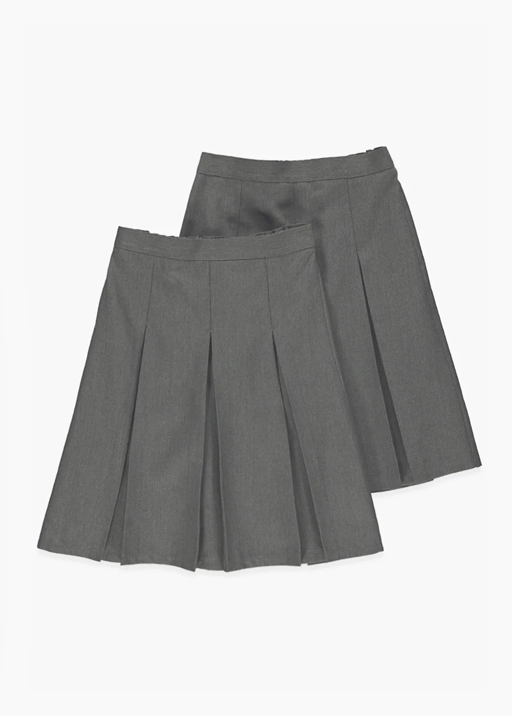 Girls 2 Pack Grey Long Length Box Pleat School Skirts (6-16yrs) - Age 6 Years Image 1
