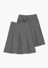 Girls 2 Pack Grey Long Length Box Pleat School Skirts (6-16yrs) - Age 6 Years Image 1