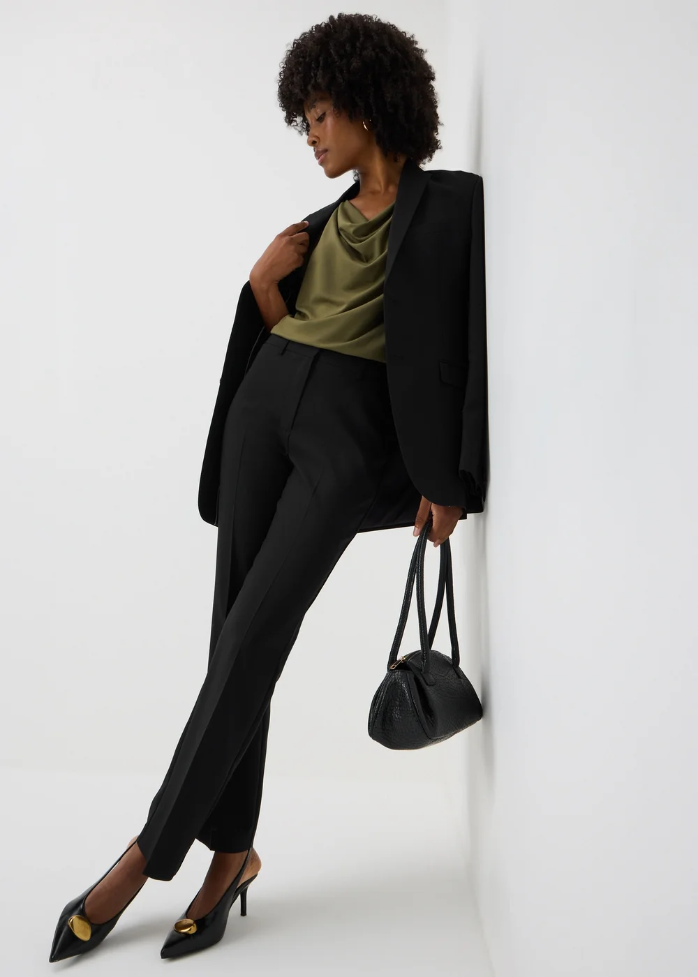 Black Straight Fit Trousers (Short) - 8 Image 1