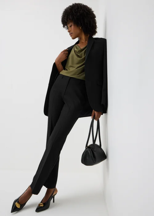 Black Straight Fit Trousers (Short) - 8 Image 1