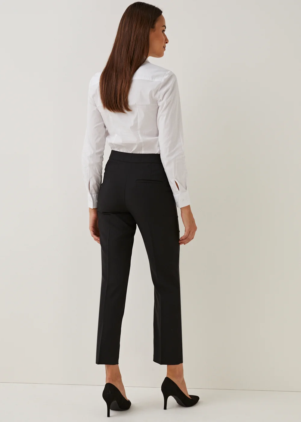 Et Vous Black Straight Fit Trousers (Long Length) - Size 8 Image 4