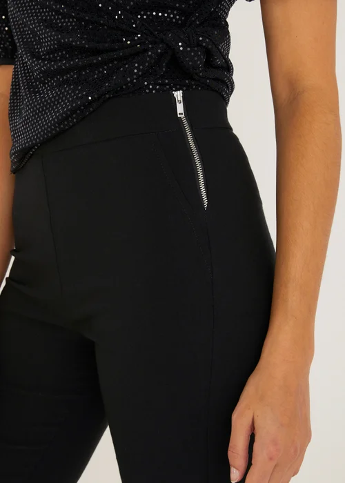 Et Vous Black Bengaline Slim Fit Ankle Grazer Trousers - Size 8 Image 3