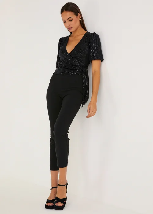 Et Vous Black Bengaline Slim Fit Ankle Grazer Trousers - Size 8 Image 4