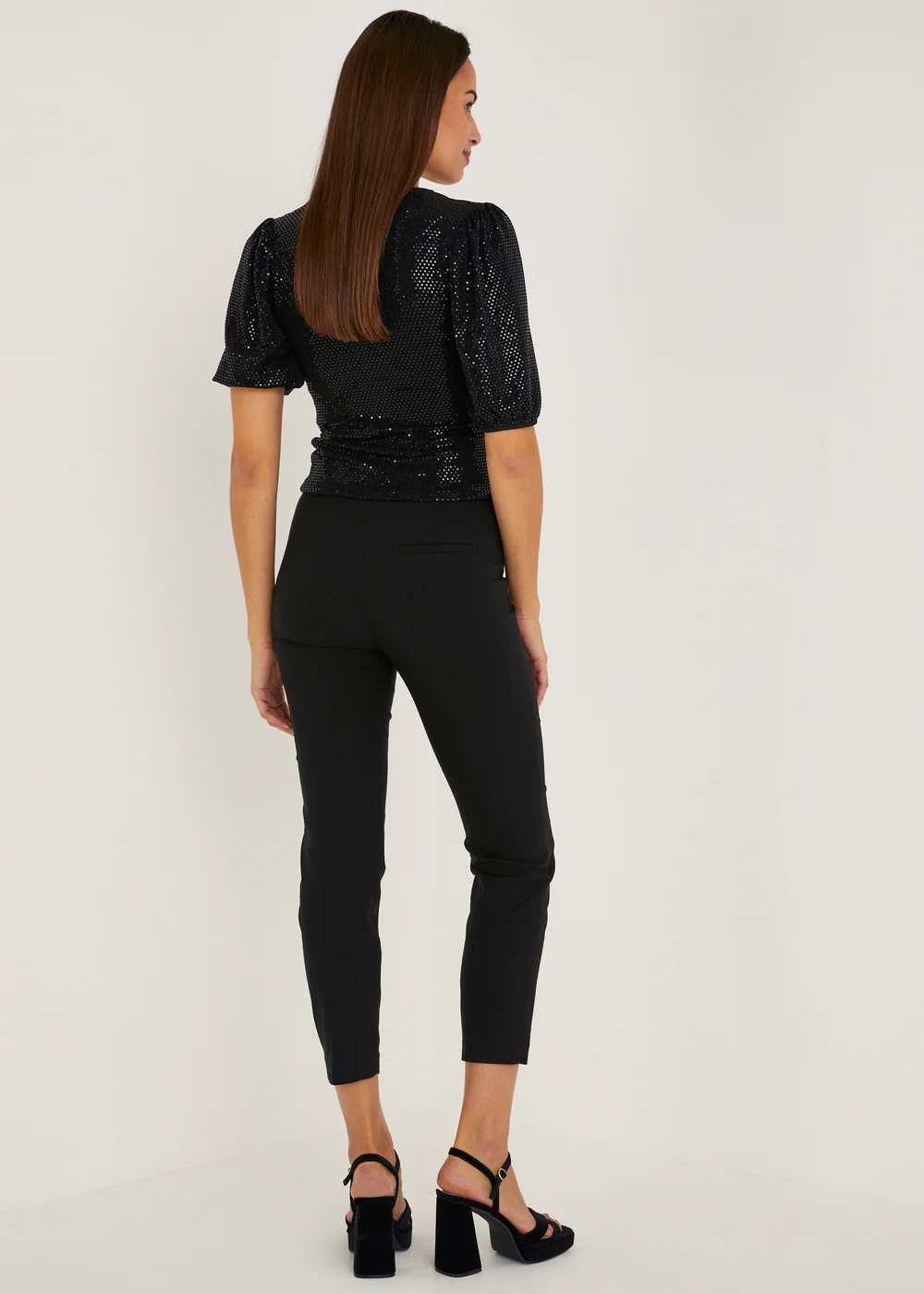 Et Vous Black Bengaline Slim Fit Ankle Grazer Trousers - Size 8 Image 2