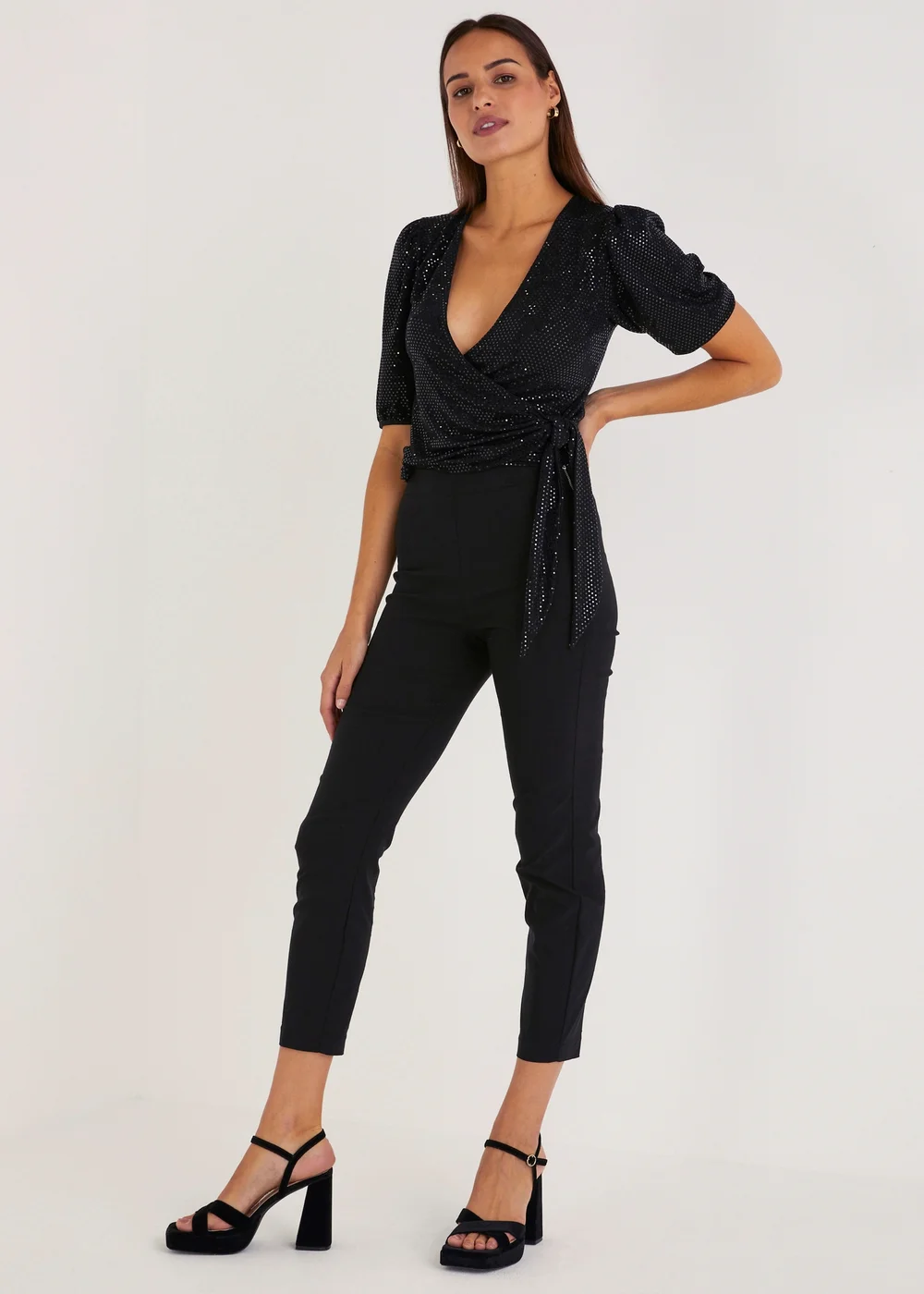 Et Vous Black Bengaline Slim Fit Ankle Grazer Trousers - Size 8 Image 1