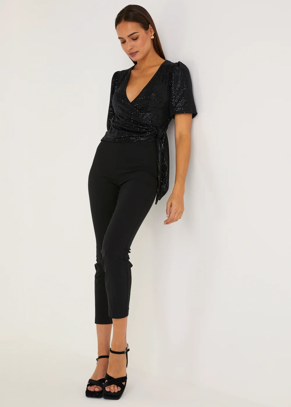 Et Vous Black Bengaline Slim Fit Ankle Grazer Trousers - Size 8 Image 5