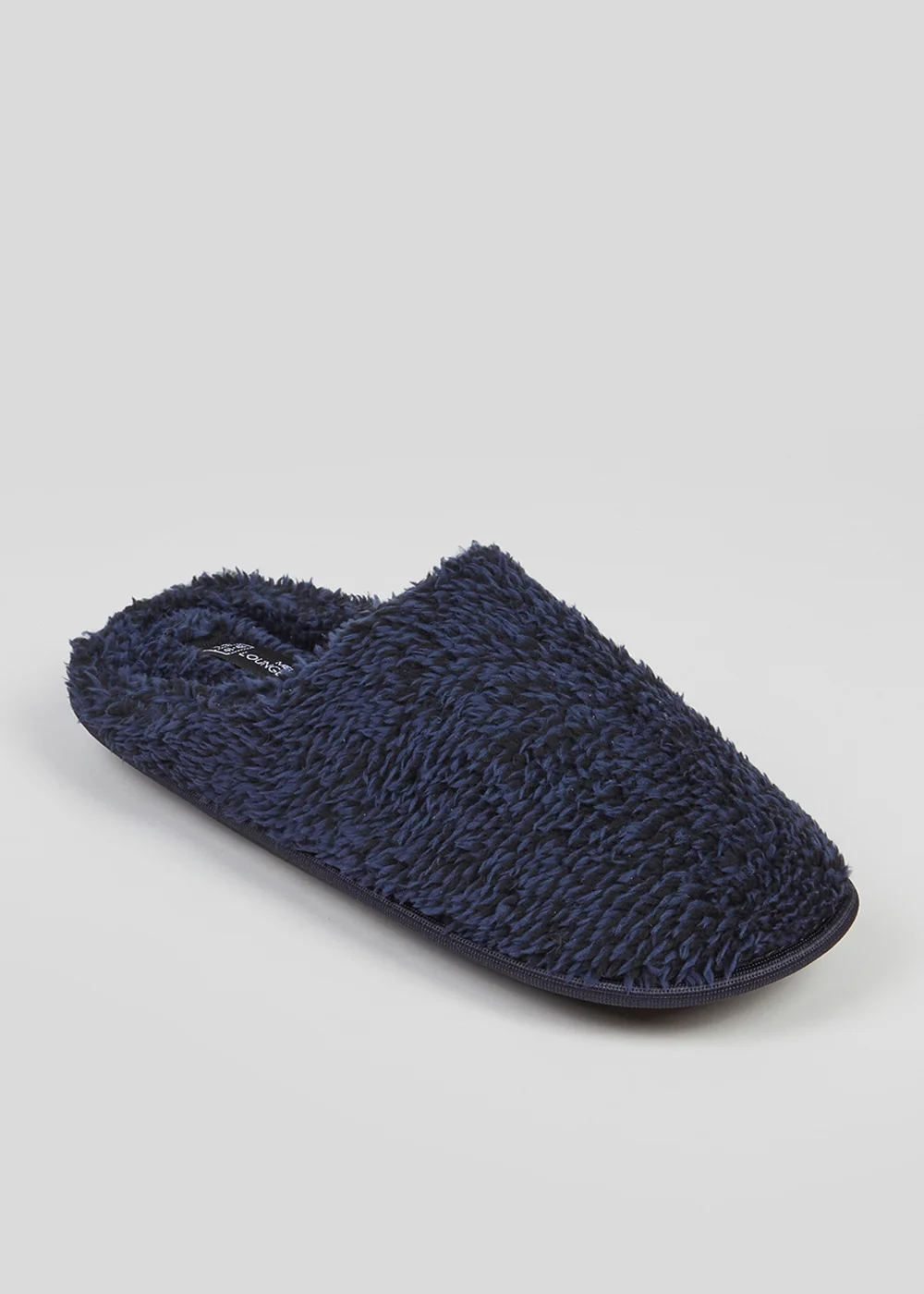Navy Fluffy Mule Slippers - Size 7 - 8 Image 1