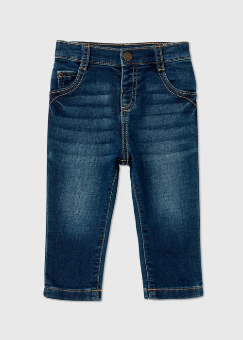 Boys Blue Pull On Skinny Jeans (9mths-6yrs) - 9-12 months Image 1