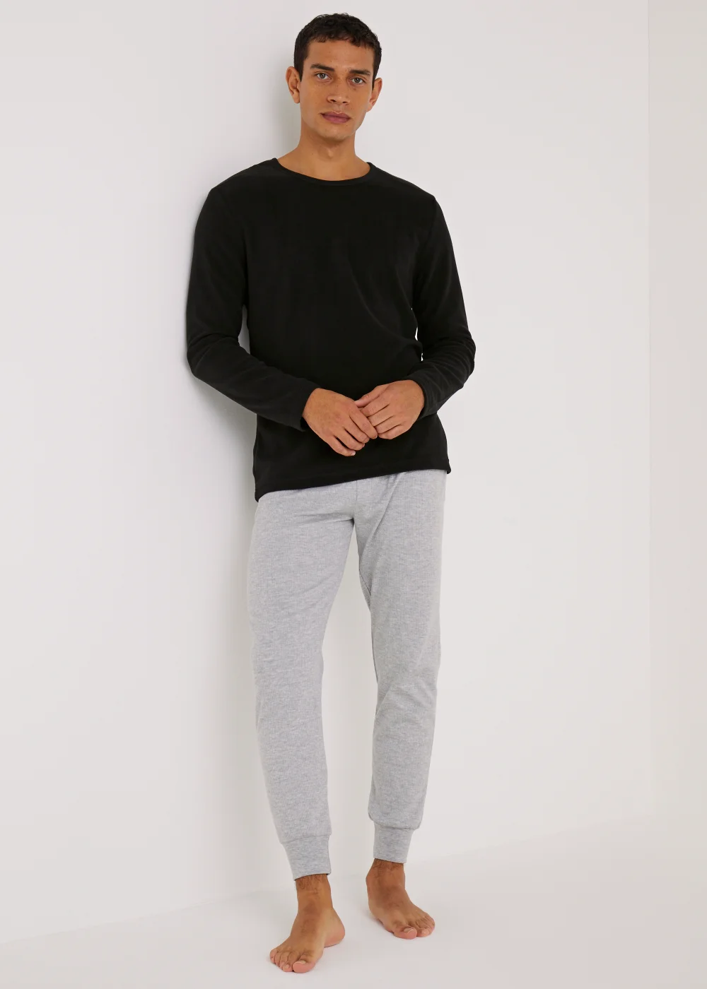 Black Long Sleeve Thermal Microfleece Top - L Image 2