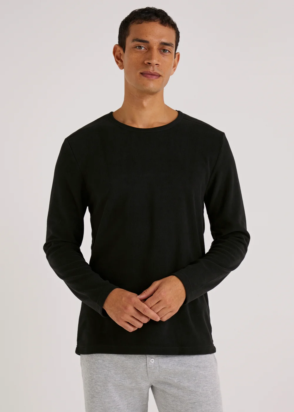 Black Long Sleeve Thermal Microfleece Top - L Image 1