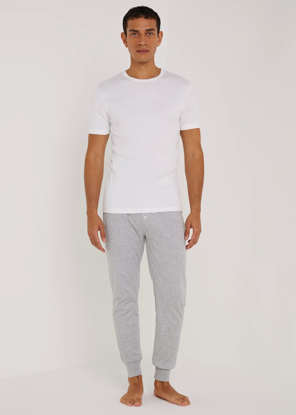 White Crew Neck Thermal T-Shirt - M Image 4