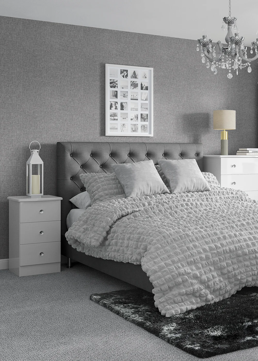 Grey Seersucker Duvet Cover - King Image 3