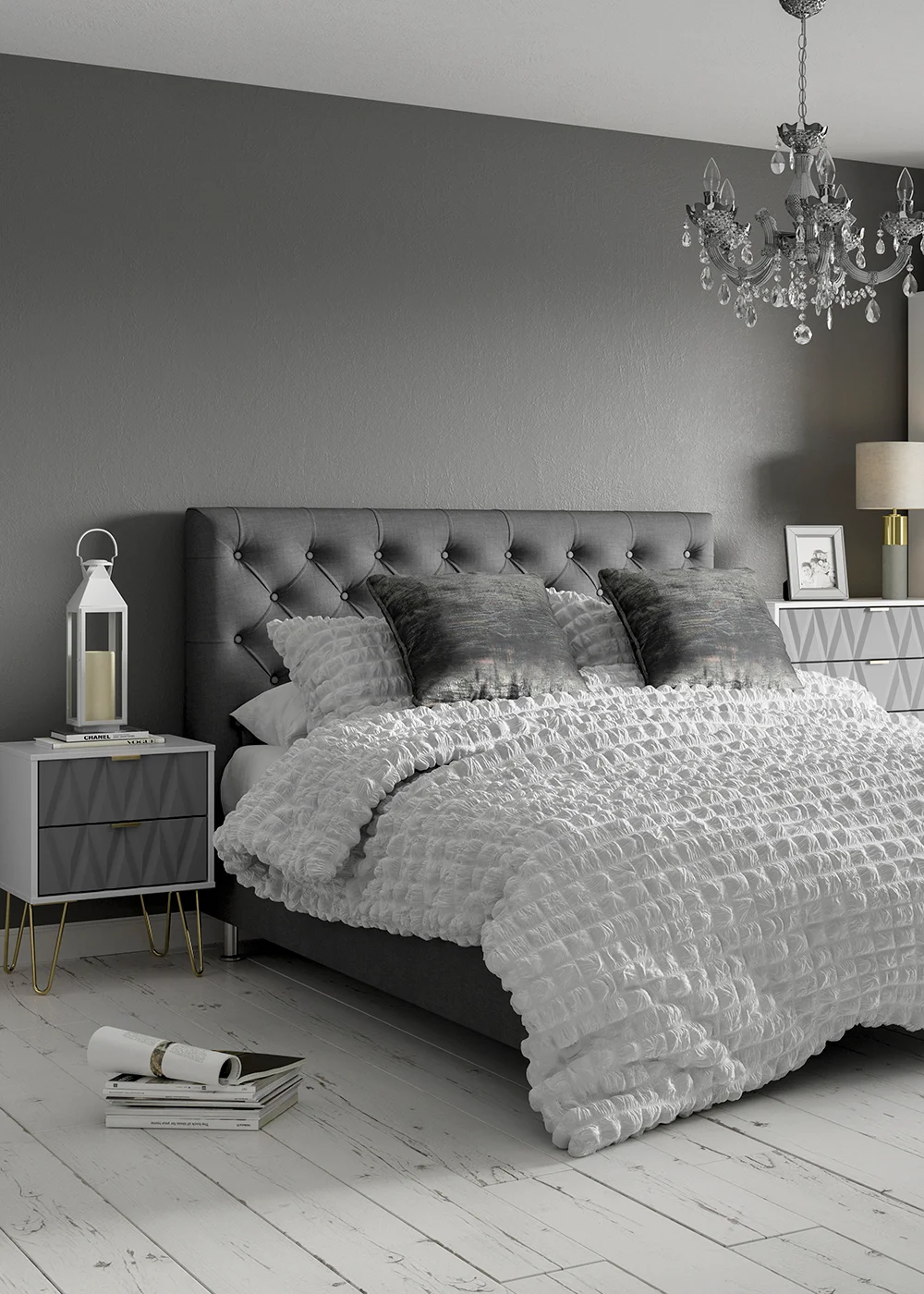 Grey Seersucker Duvet Cover - King Image 4